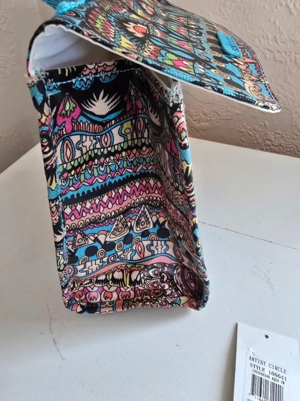 NWT Sakroots Artist Circle Insulated Lunch Tote Bag - One World Print/Aqua OW